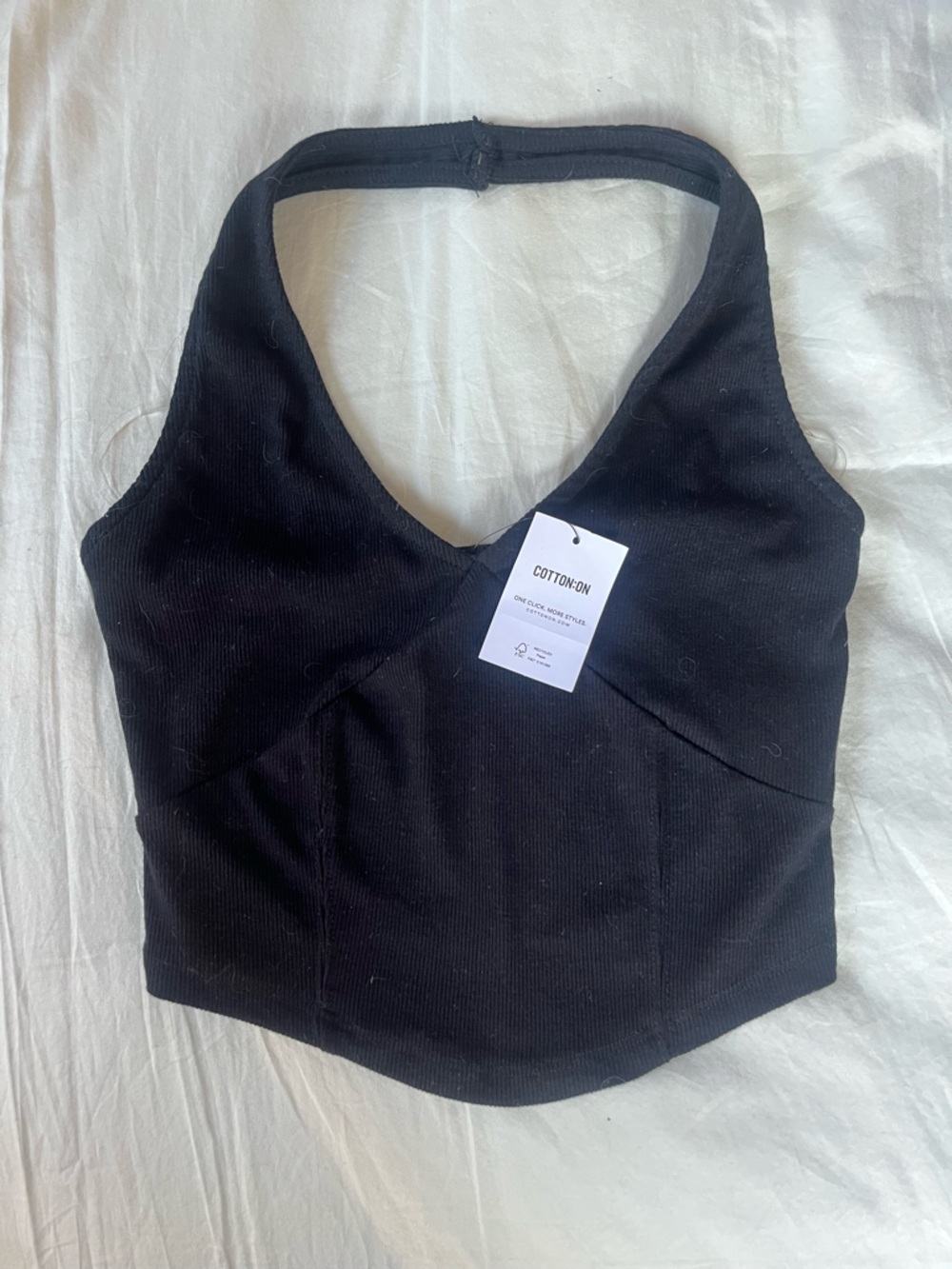 Cotton On Black Ribbed Crop Tank Top